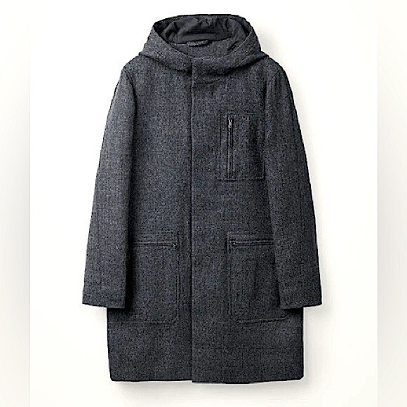 NEW COS Hooded Wool Parka In Charcoal Grey Size 36R - Picture 2 of 11